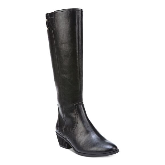 DR SCHOLLS Shoes - DR SCHOLLS Womens Black Strap Brilliance Almond Toe Block Heel Riding Boot 9.5 M